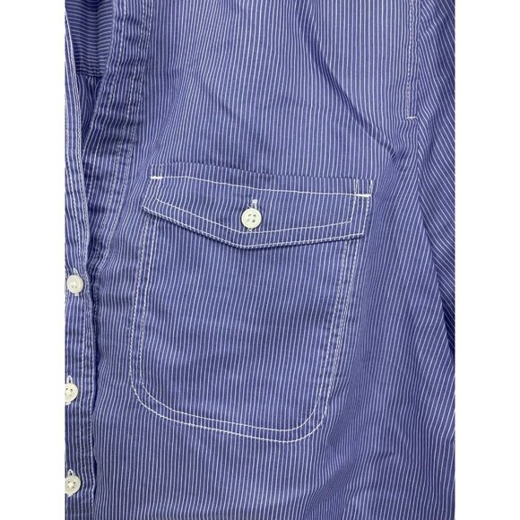 J Crew Top Size Small Blue Stripe Tunic Round Neck Long Sleeve Pocket New B67 - Picture 3 of 8